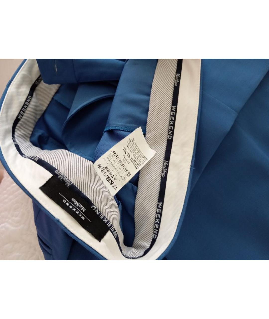 MAX MARA Голубые шерстяные брюки широкие, фото 1
