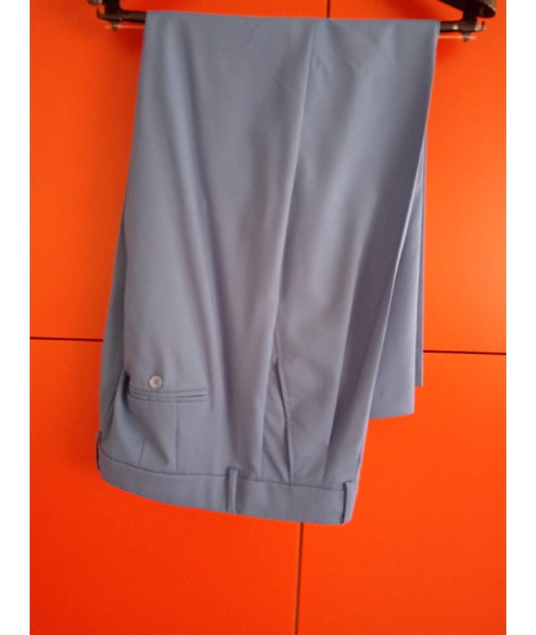 MAX MARA Голубые шерстяные брюки широкие, фото 3