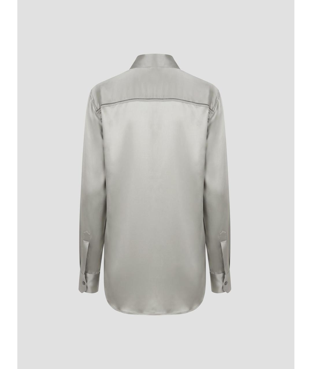 DRIES VAN NOTEN Серебряная шелковая классическая рубашка, фото 2