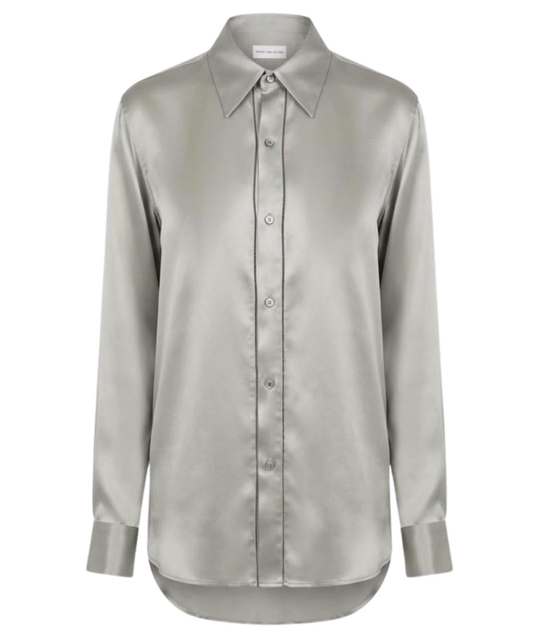 DRIES VAN NOTEN Серебряная шелковая классическая рубашка, фото 1