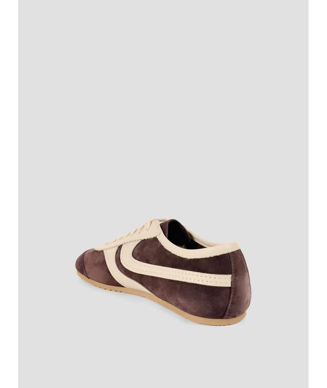 DRIES VAN NOTEN Коричневые замшевые низкие кроссовки / кеды, фото 2