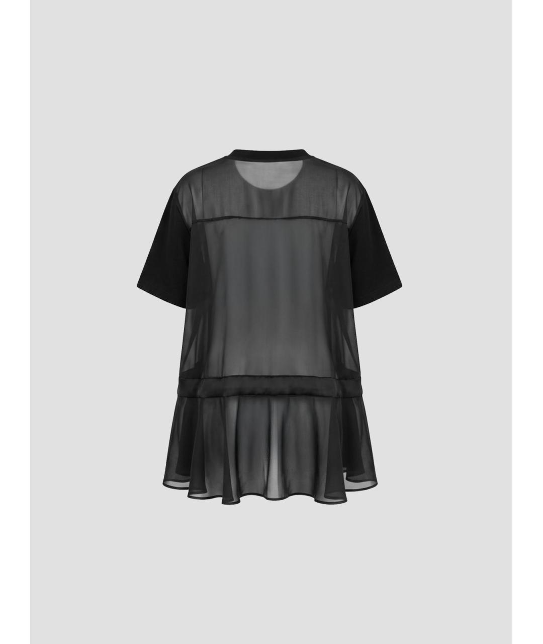 SACAI Черная хлопковая футболка, фото 2