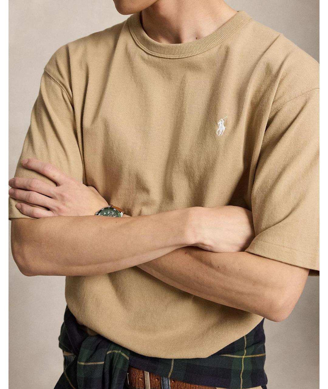 POLO RALPH LAUREN Хаки хлопковая футболка, фото 3