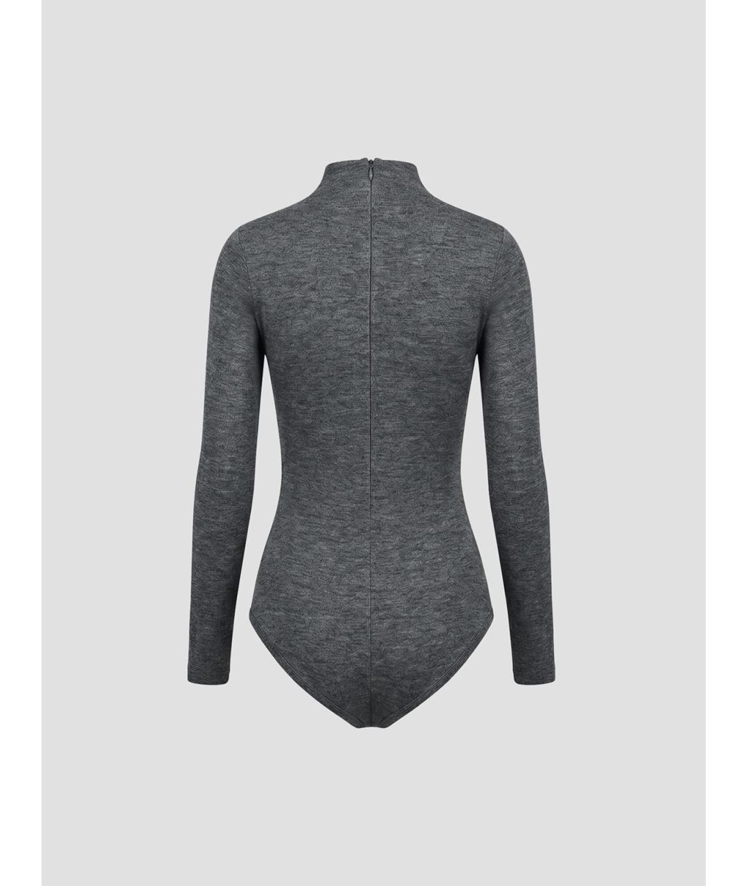 JIL SANDER Антрацитовое шерстяное боди, фото 2