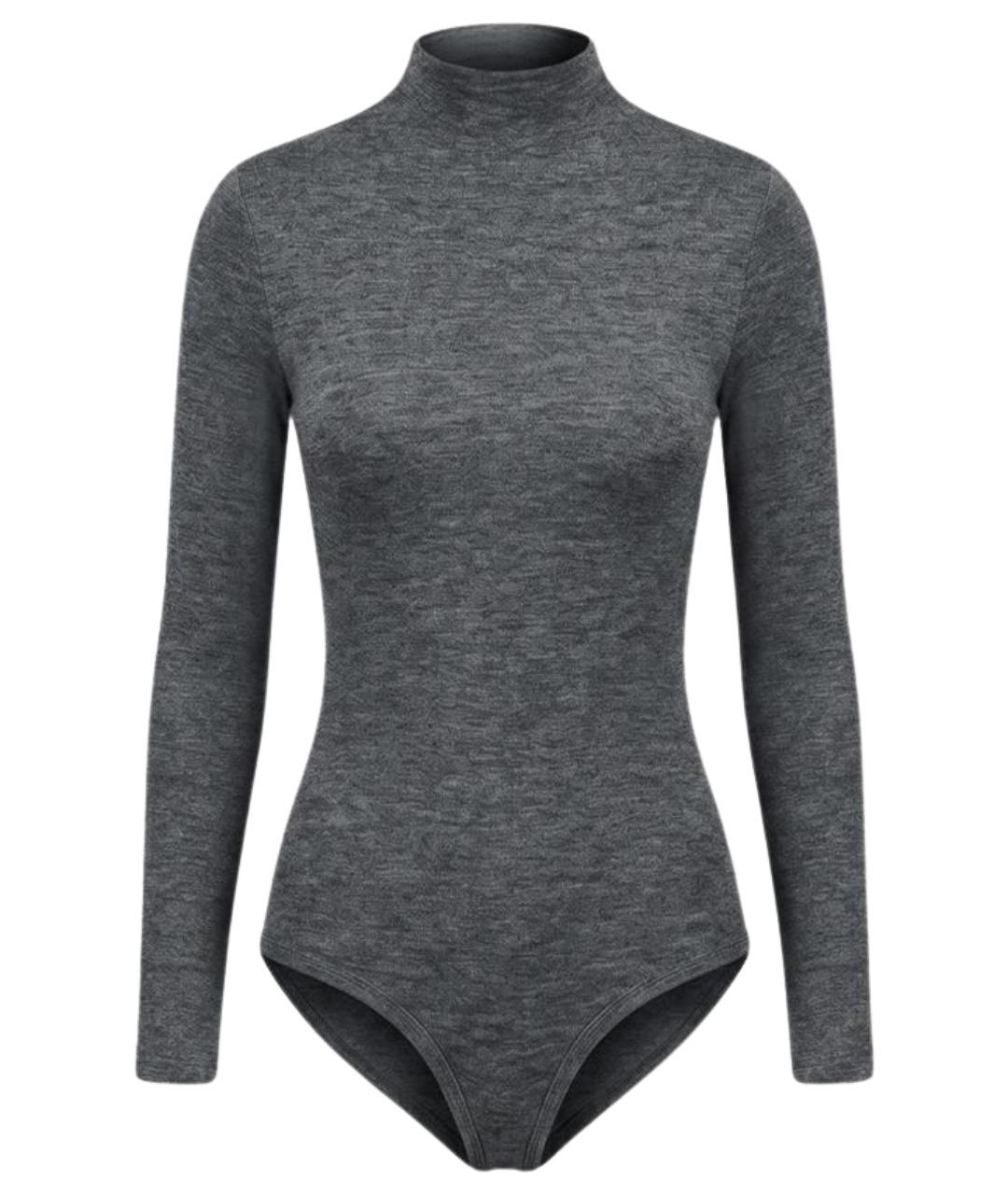 JIL SANDER Антрацитовое шерстяное боди, фото 1