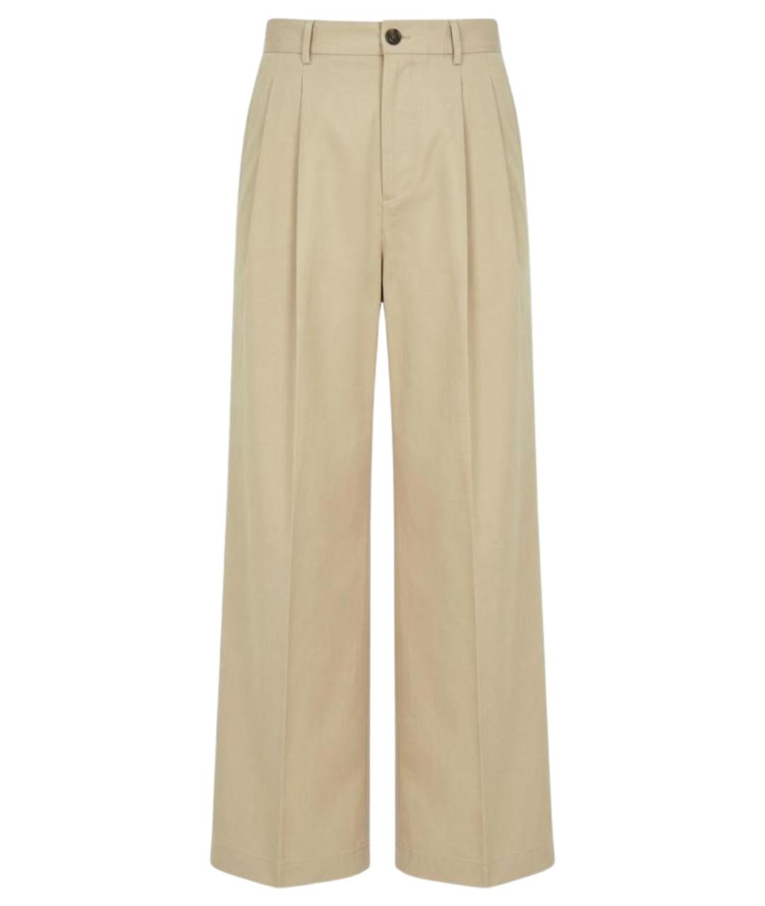 JIL SANDER Бежевые хлопковые классические брюки, фото 1