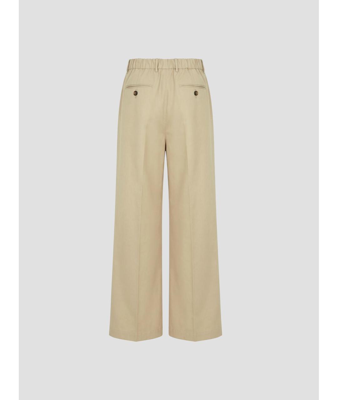 JIL SANDER Бежевые хлопковые классические брюки, фото 2