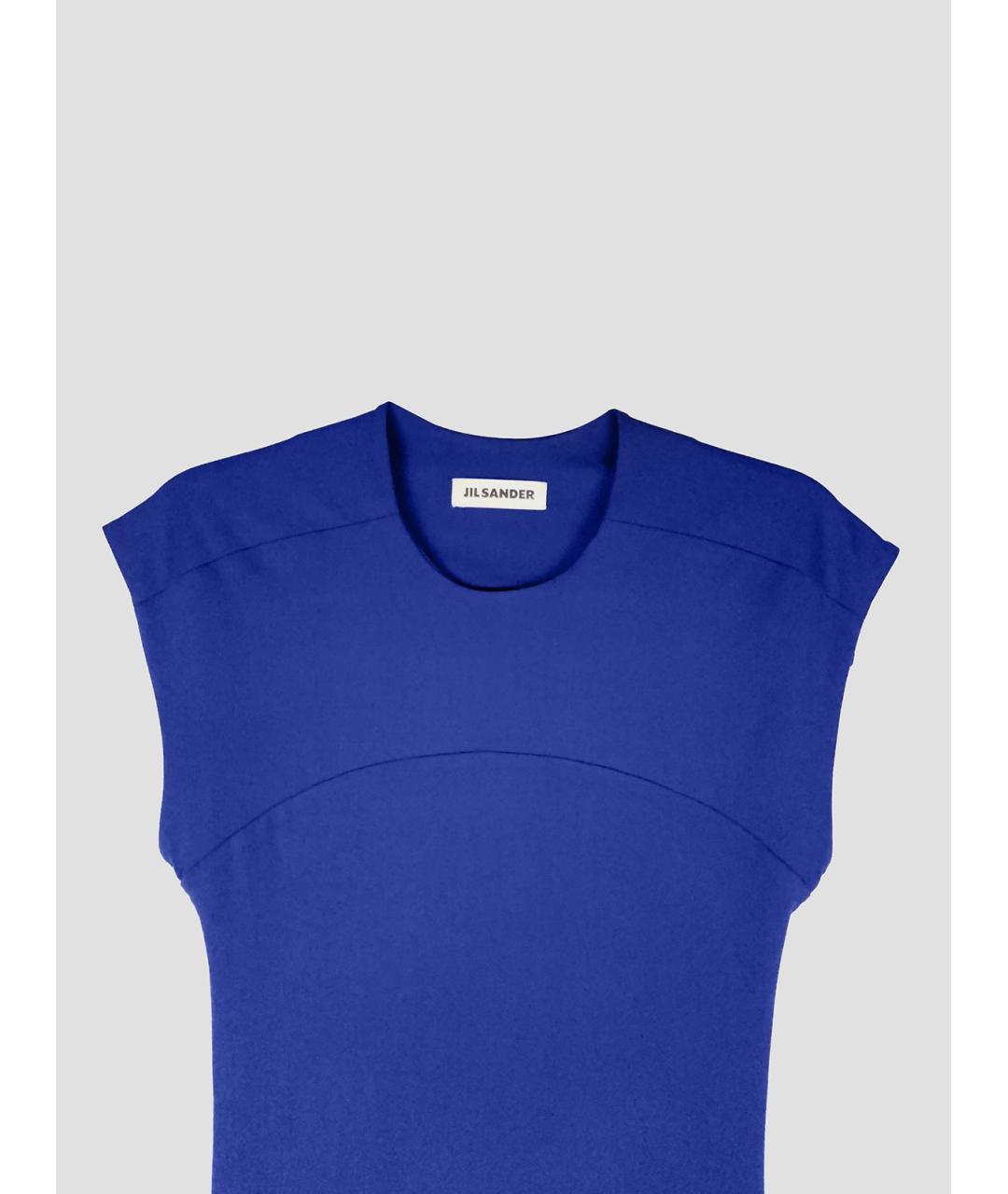 JIL SANDER Синее вискозное повседневное платье, фото 3