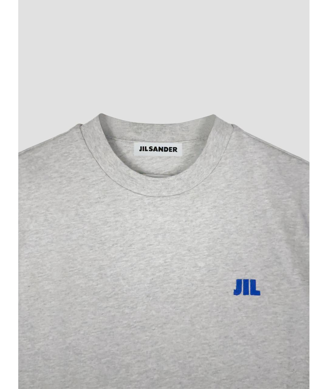 JIL SANDER Серая хлопковая футболка, фото 3