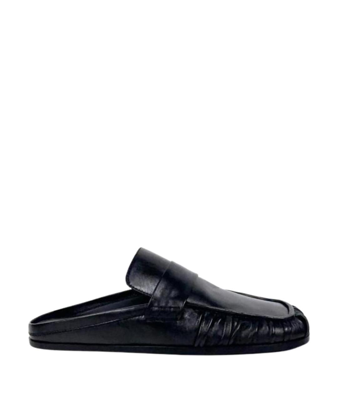 JIL SANDER Черные кожаные сабо, фото 1
