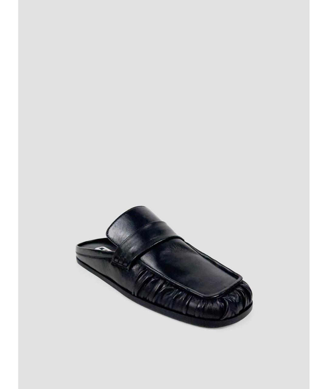 JIL SANDER Черные кожаные сабо, фото 2