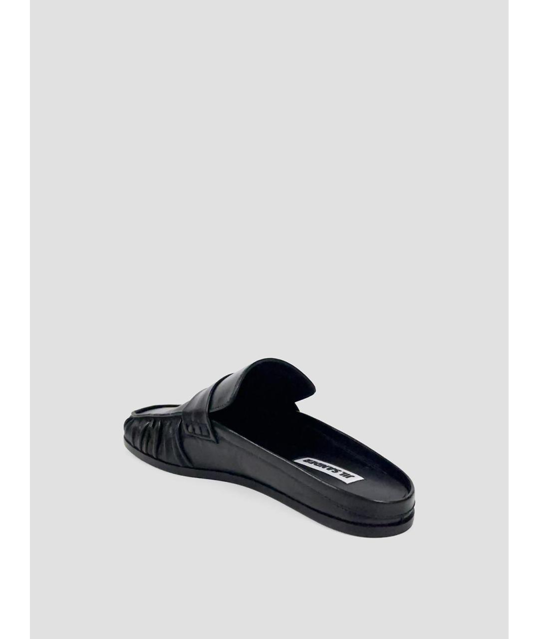 JIL SANDER Черные кожаные сабо, фото 3