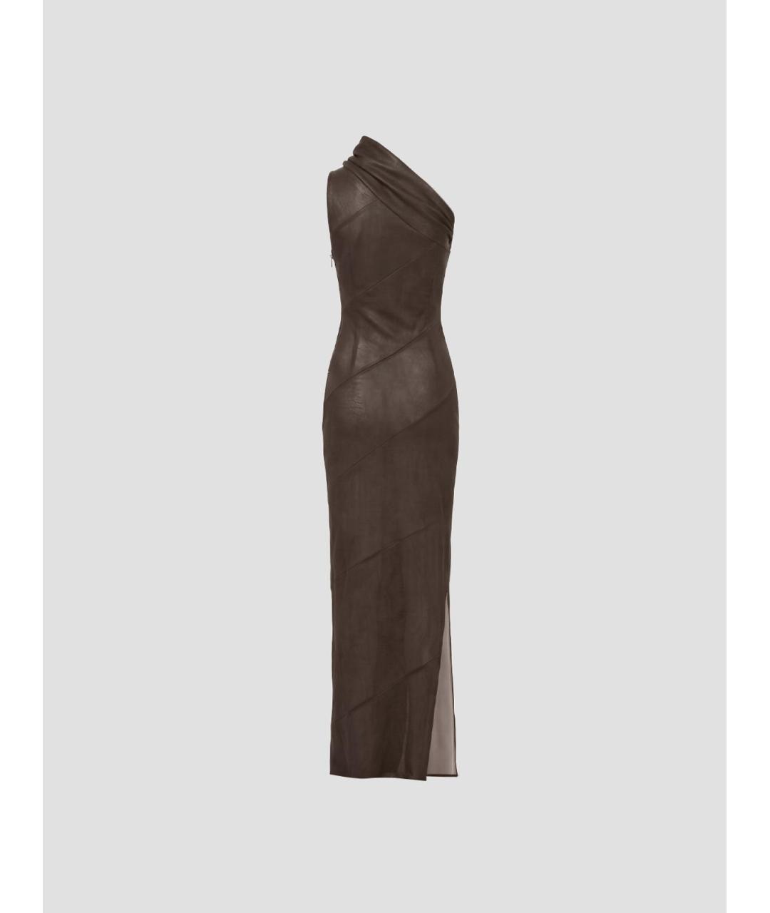 RICK OWENS Коричневое кожаное платье, фото 2