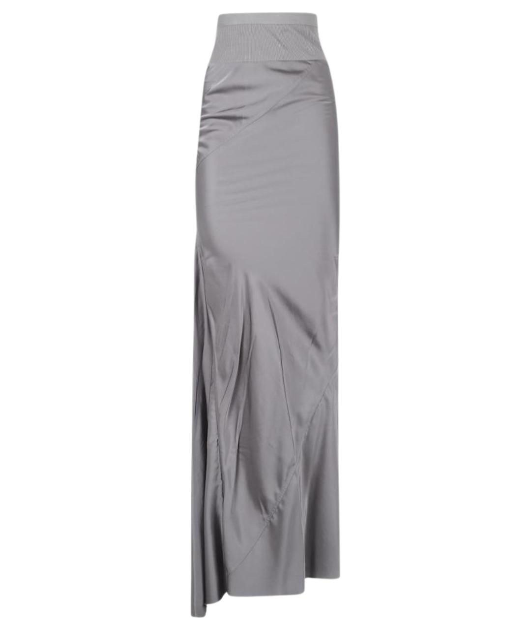 RICK OWENS Серебряная вискозная юбка макси, фото 1