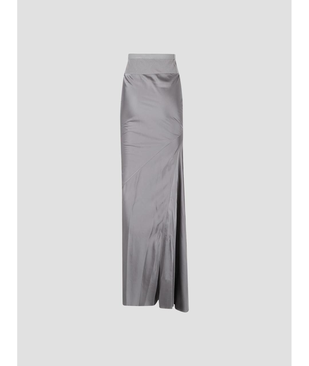 RICK OWENS Серебряная вискозная юбка макси, фото 3