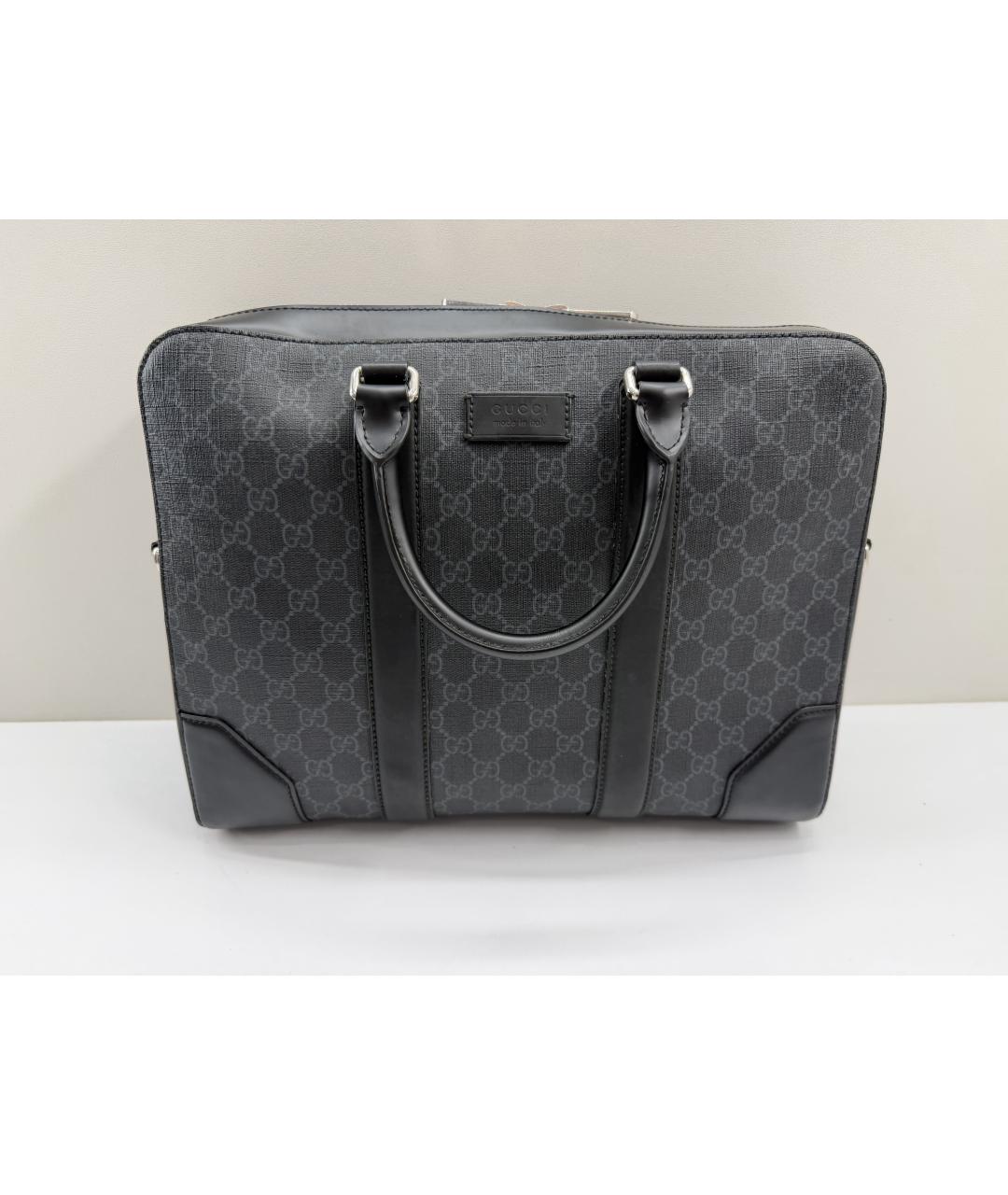 GUCCI Черный кожаный портфель, фото 2