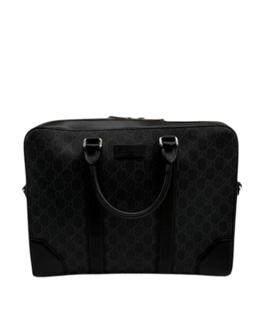 GUCCI Черный кожаный портфель, фото 1