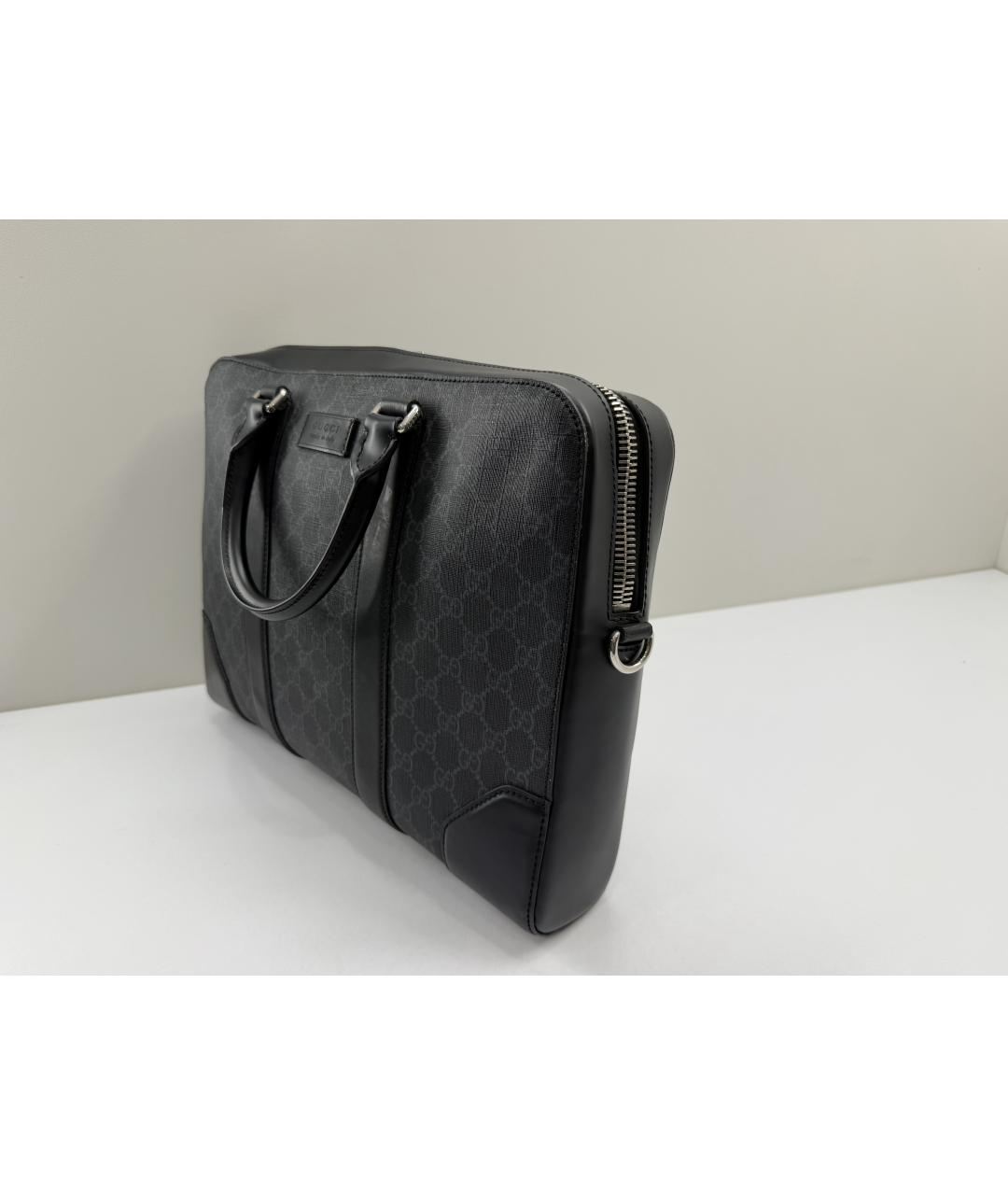 GUCCI Черный кожаный портфель, фото 4