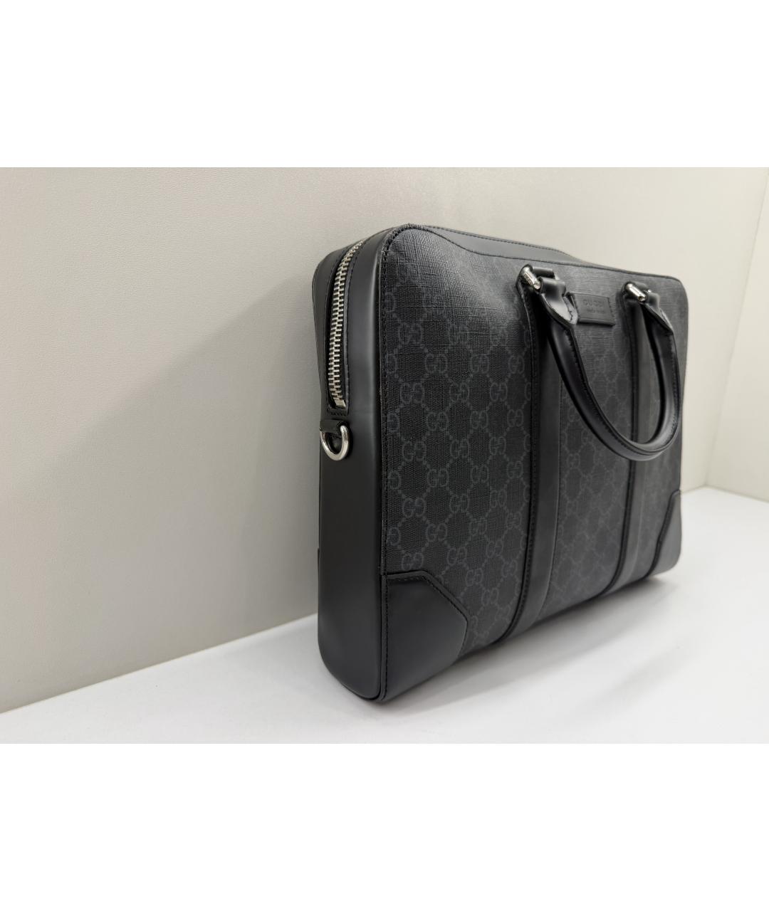 GUCCI Черный кожаный портфель, фото 3