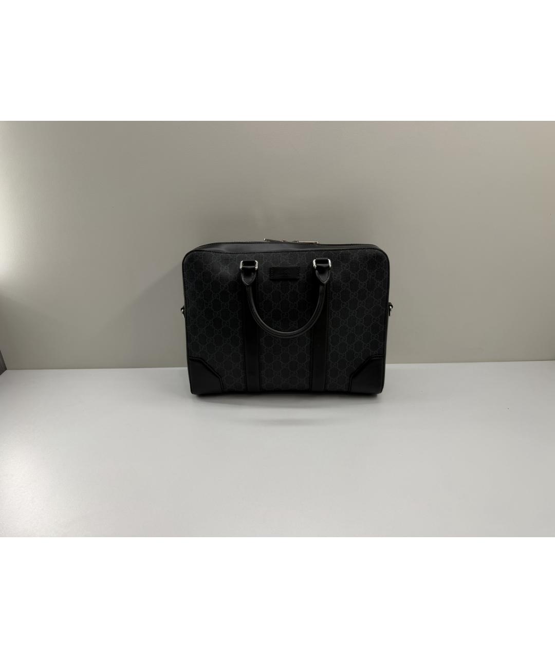 GUCCI Черный кожаный портфель, фото 10
