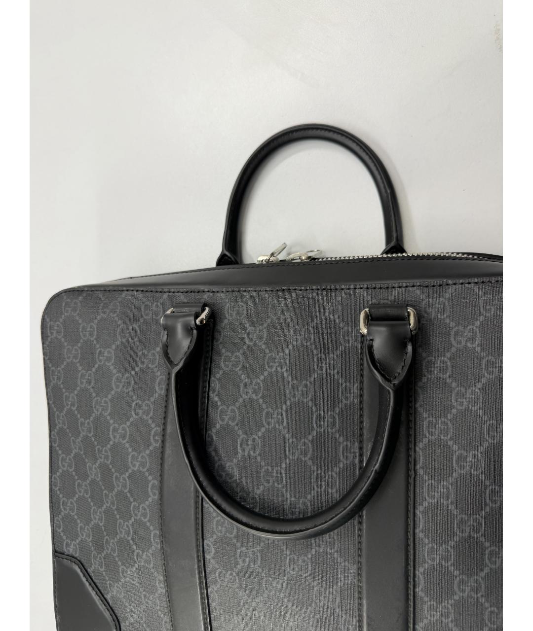 GUCCI Черный кожаный портфель, фото 6
