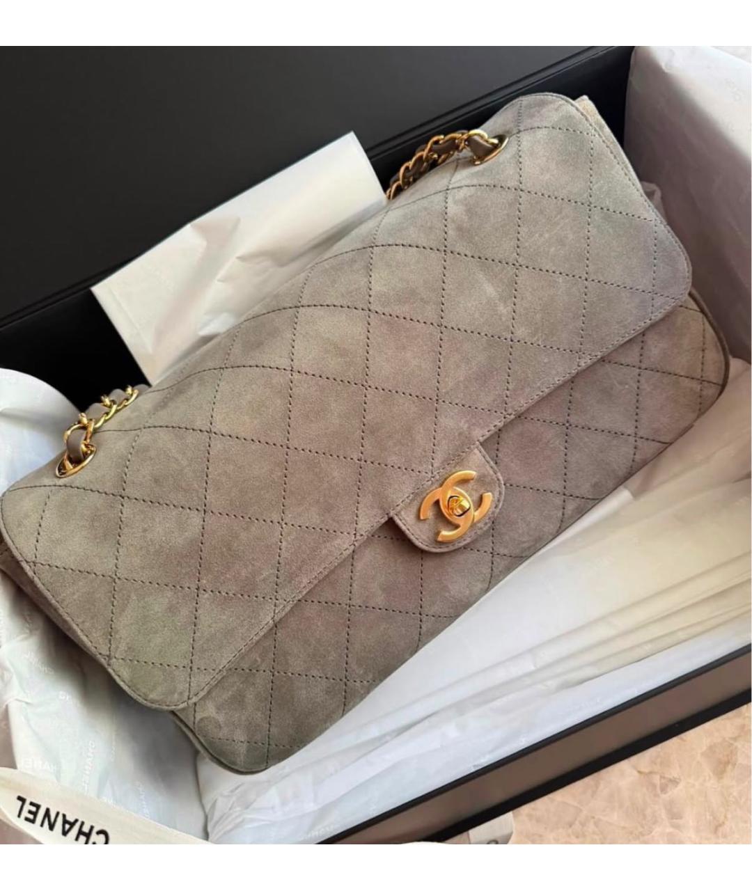 CHANEL Серая замшевая сумка через плечо, фото 2