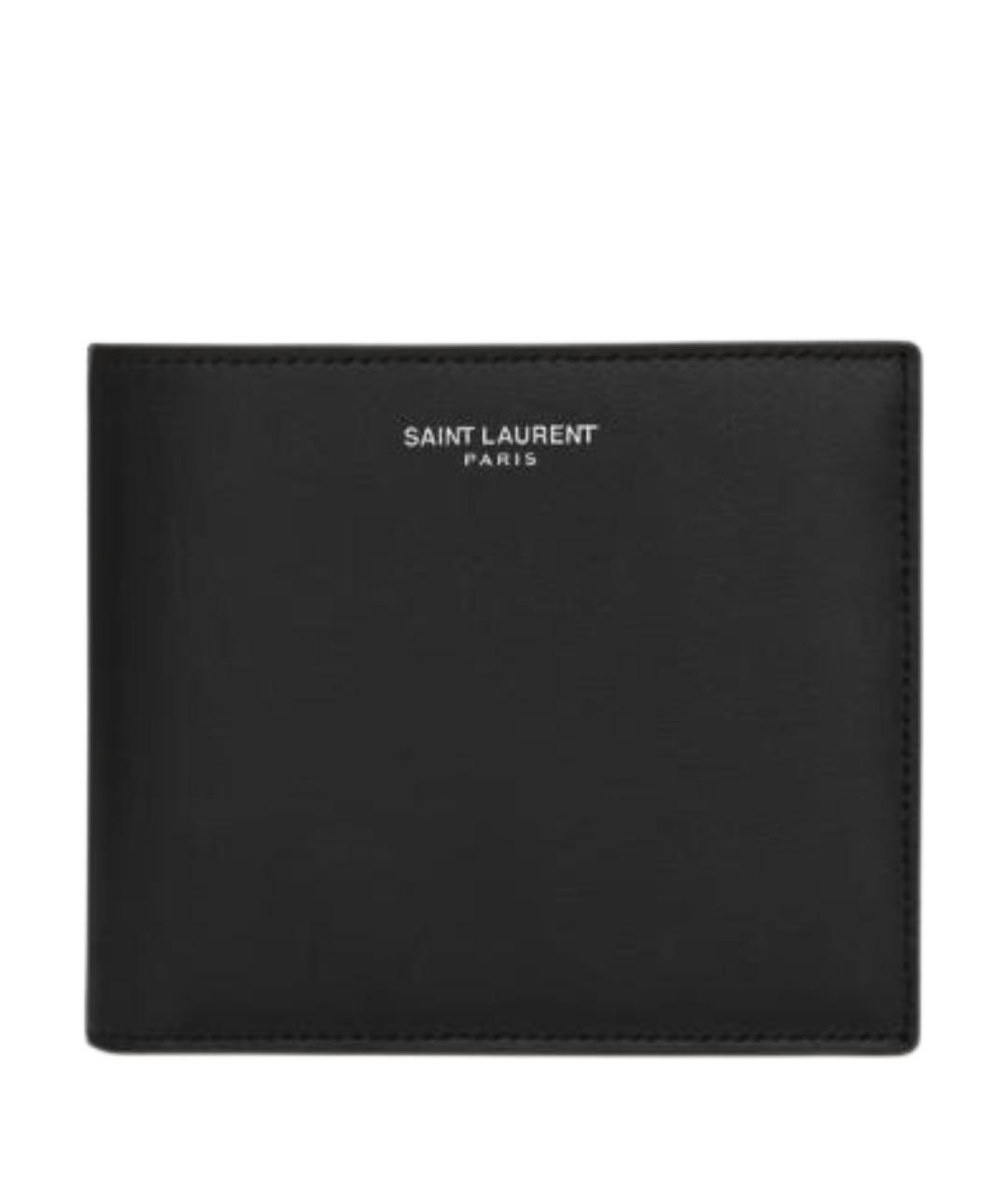 SAINT LAURENT Черный кожаный кошелек, фото 1