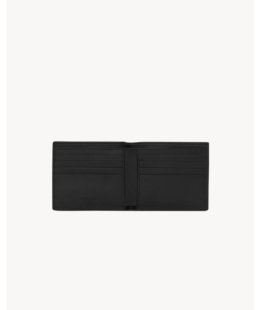 SAINT LAURENT Черный кожаный кошелек, фото 3