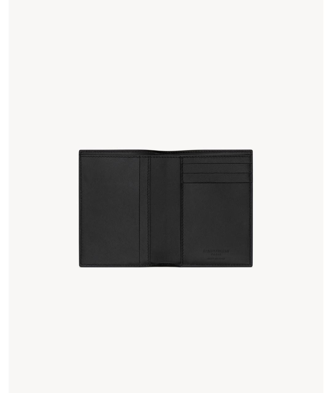 SAINT LAURENT Черный кожаный кошелек, фото 2