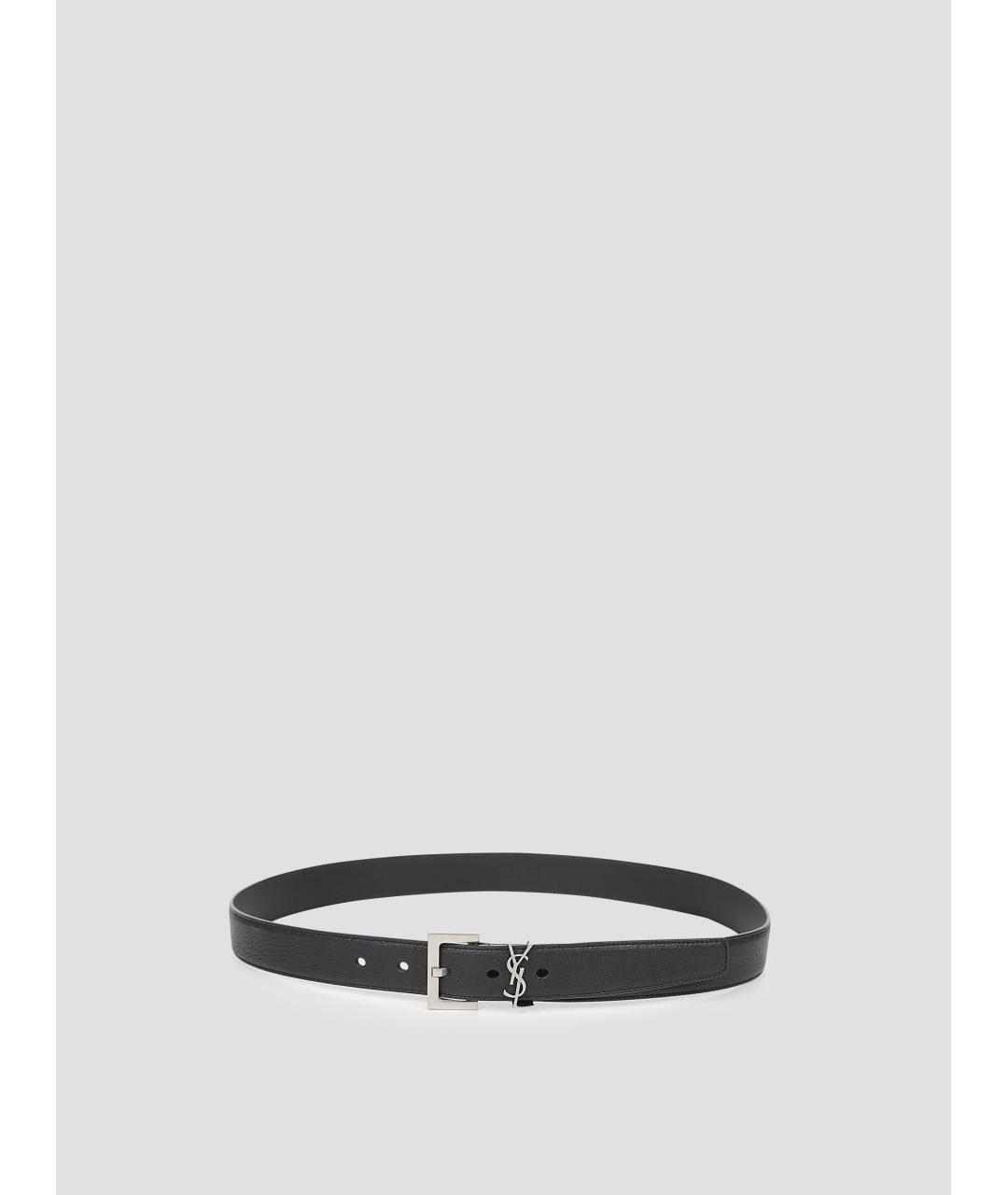 SAINT LAURENT Черный кожаный ремень, фото 2