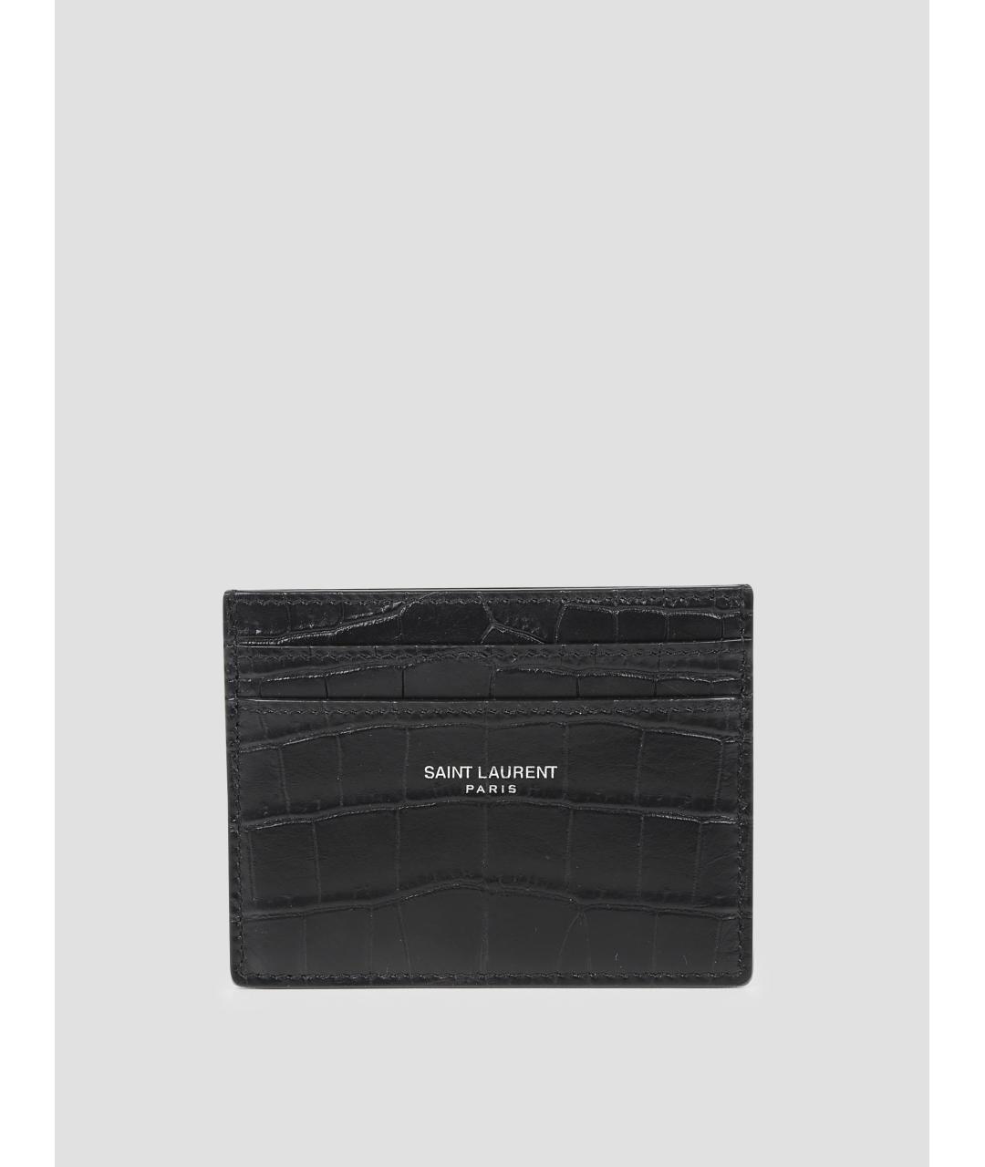 SAINT LAURENT Черный кожаный кардхолдер, фото 3