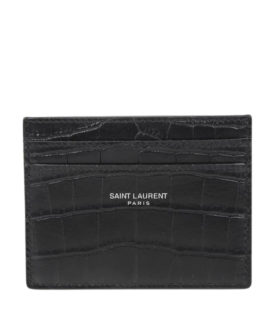 SAINT LAURENT Черный кожаный кардхолдер, фото 1