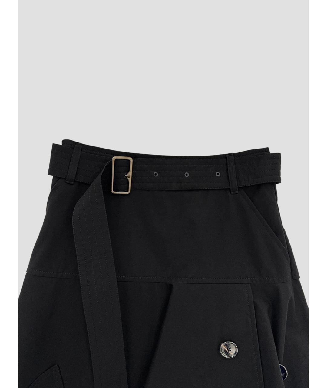 BURBERRY Черная хлопковая юбка миди, фото 3