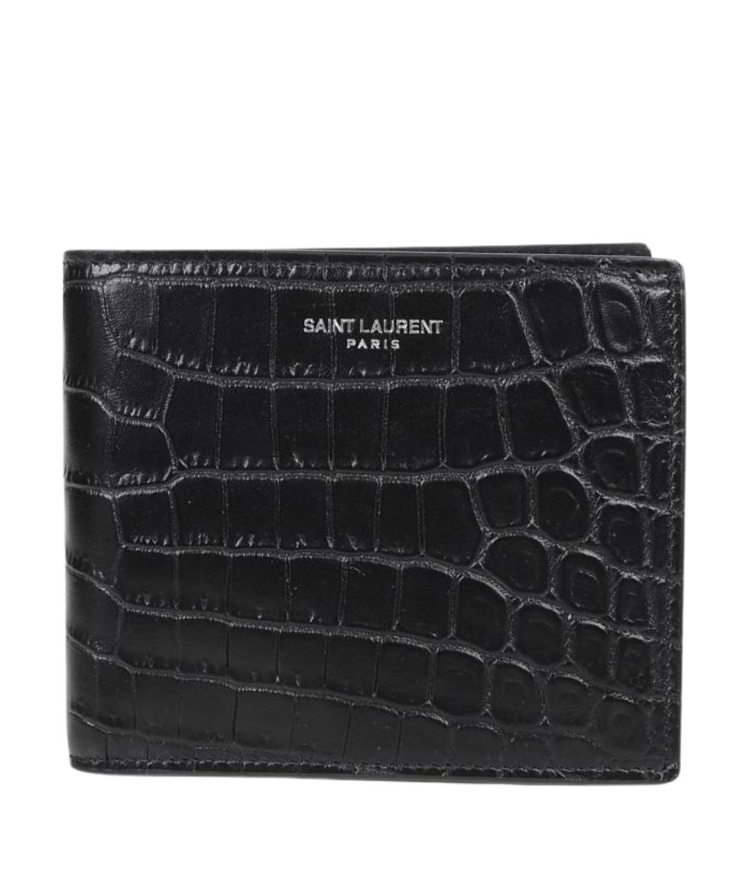 SAINT LAURENT Черный кожаный кошелек, фото 1