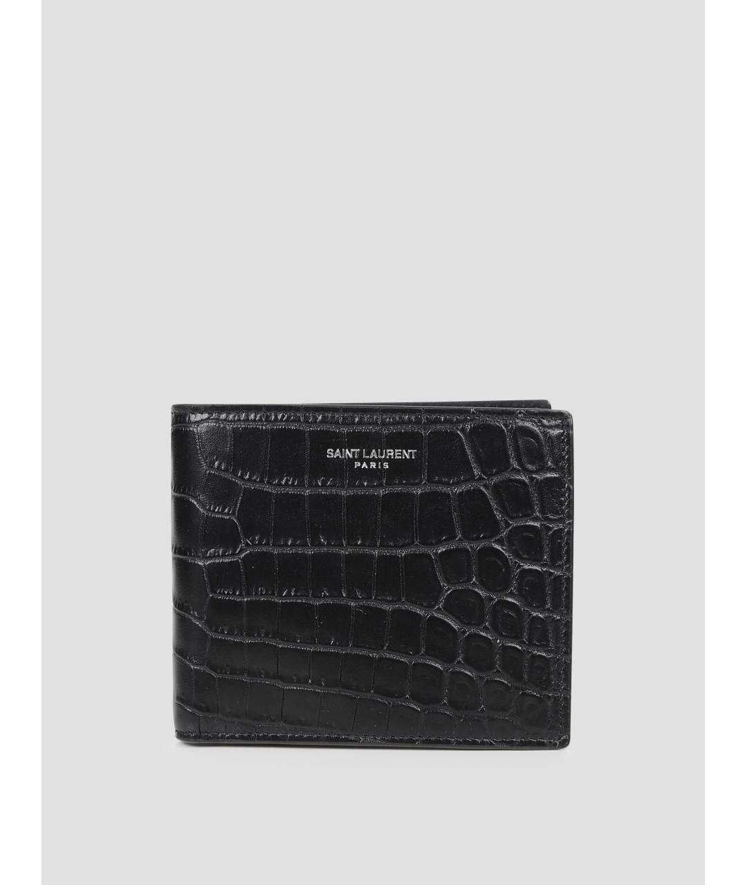 SAINT LAURENT Черный кожаный кошелек, фото 4