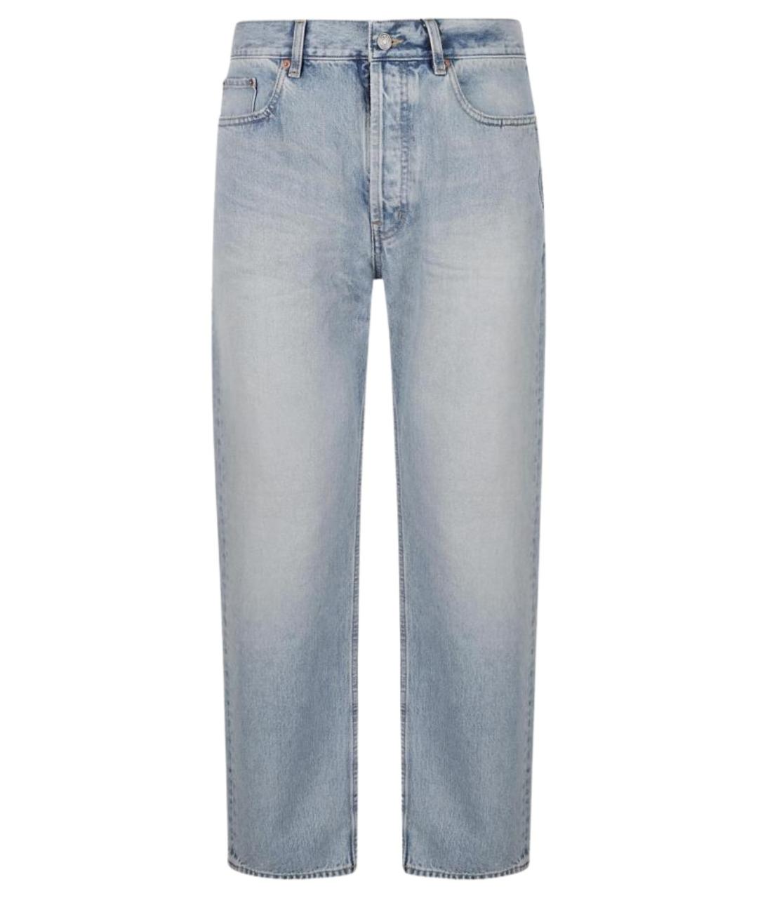 SAINT LAURENT Голубые хлопковые прямые джинсы, фото 1