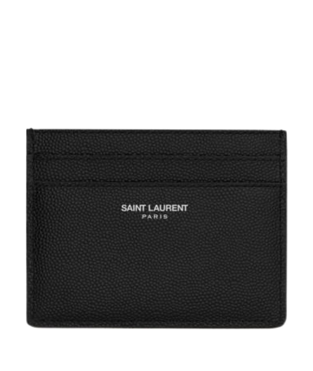 SAINT LAURENT Черный кожаный кардхолдер, фото 1