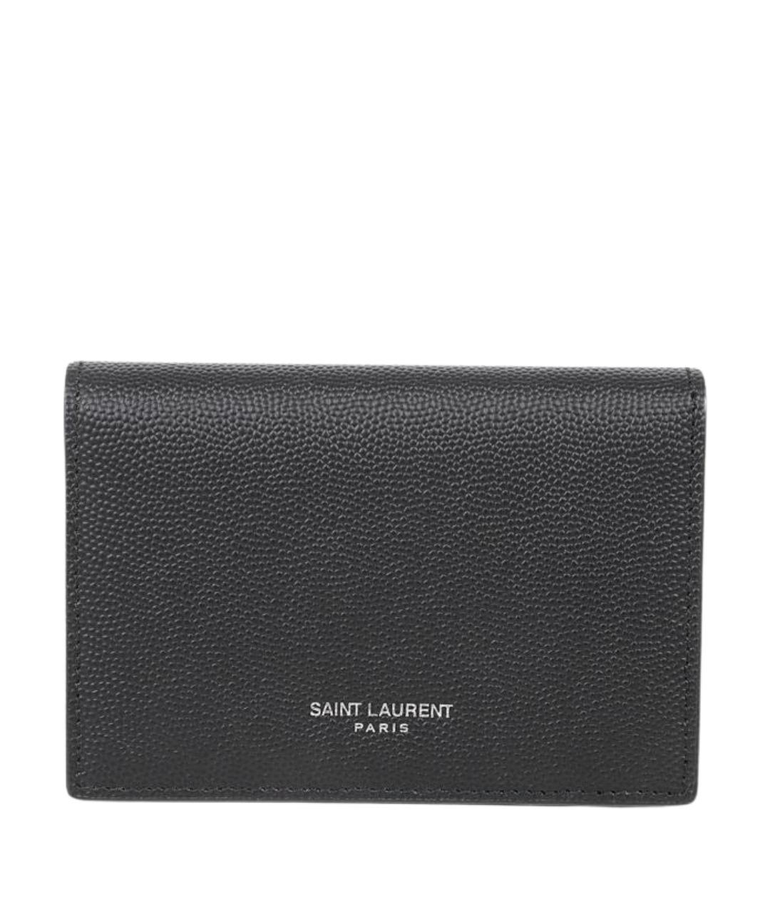 SAINT LAURENT Черный кожаный кардхолдер, фото 1