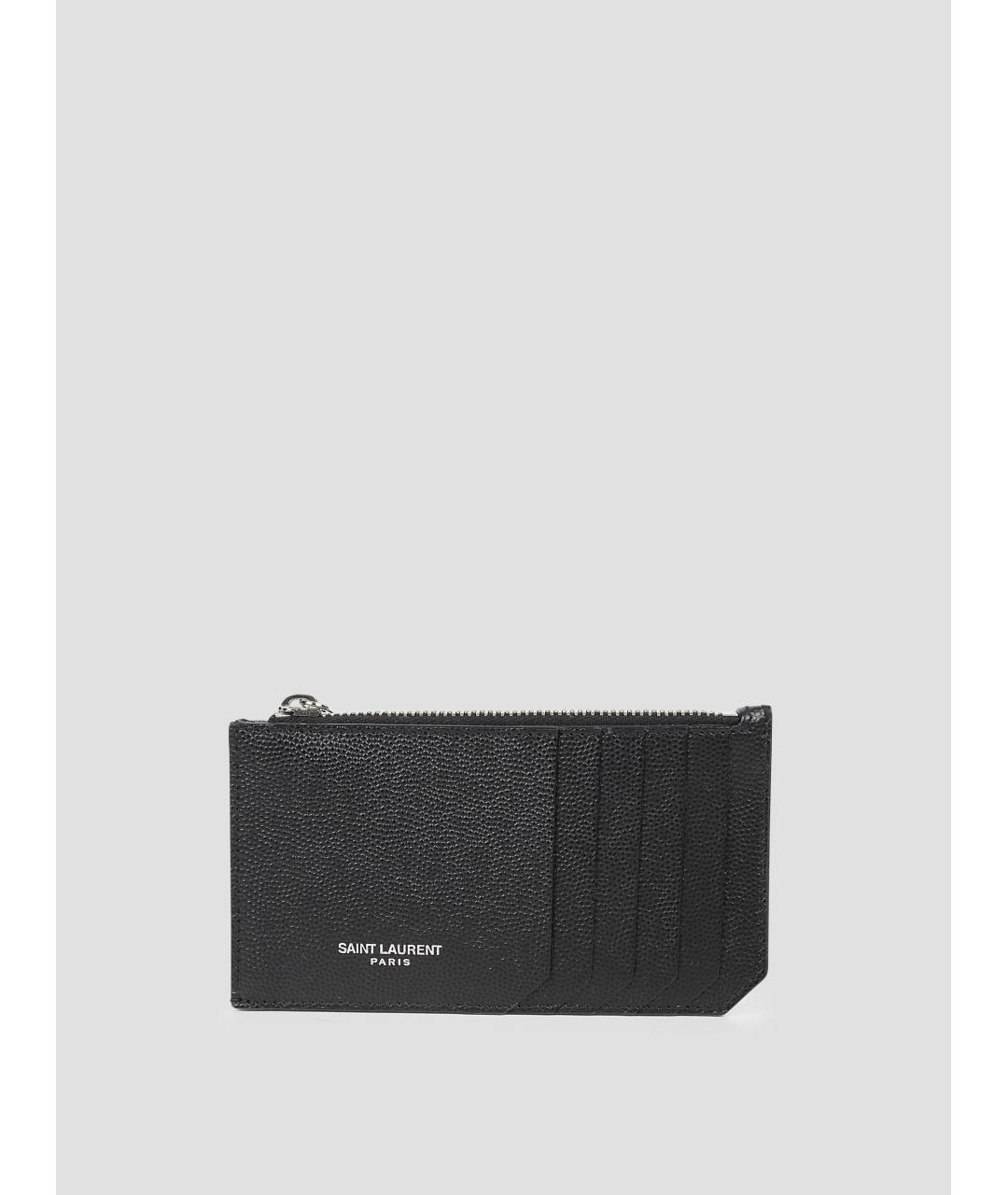 SAINT LAURENT Черный кожаный кардхолдер, фото 3