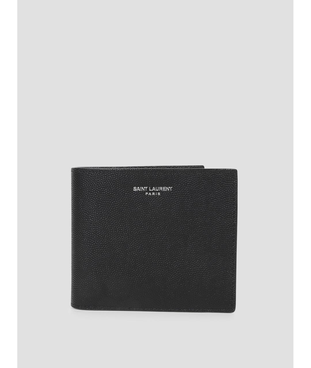 SAINT LAURENT Черный кожаный кошелек, фото 4