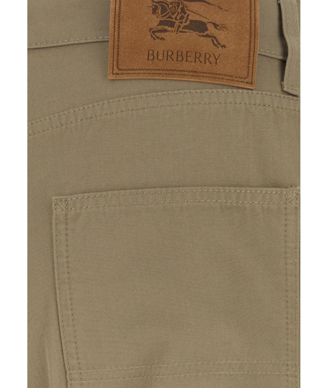BURBERRY Коричневые хлопковые классические брюки, фото 3