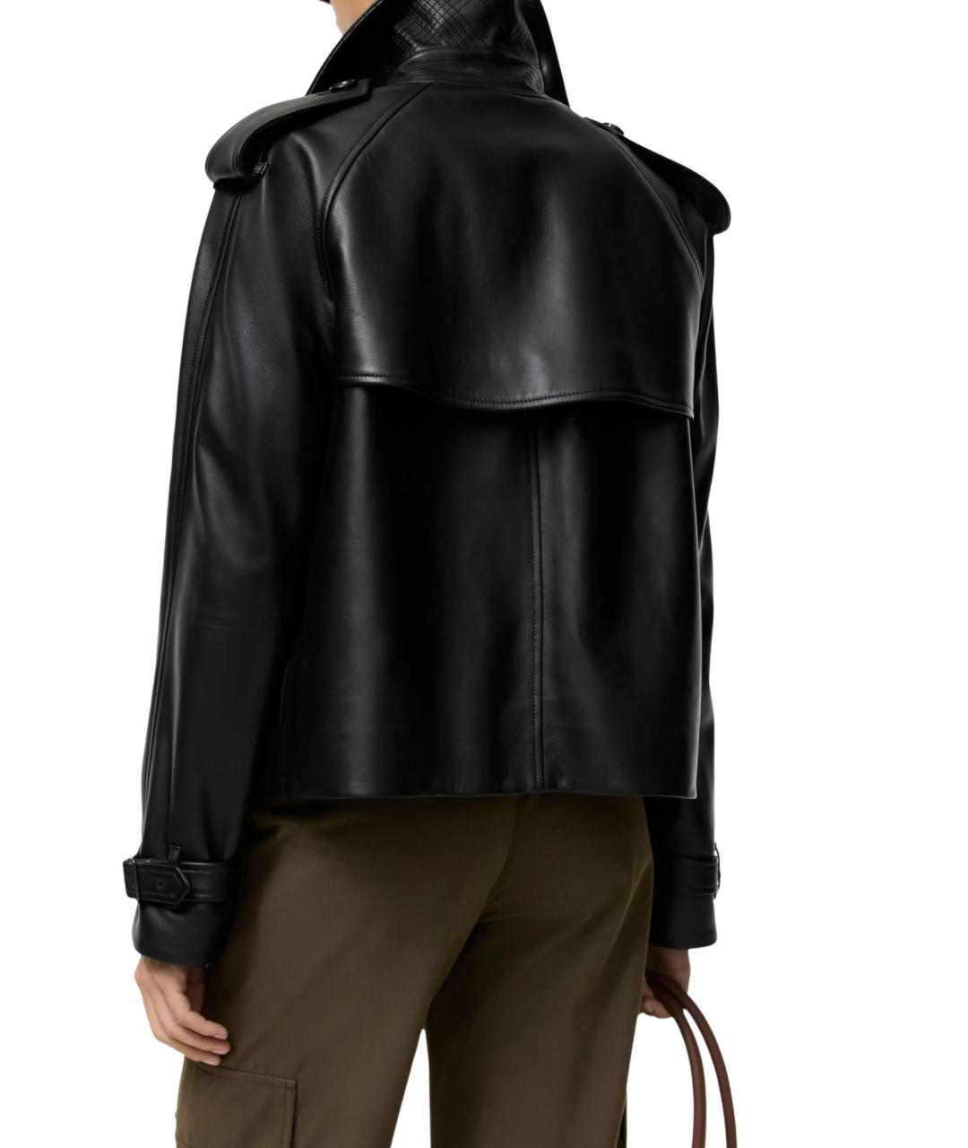BURBERRY Черная кожаная куртка, фото 2