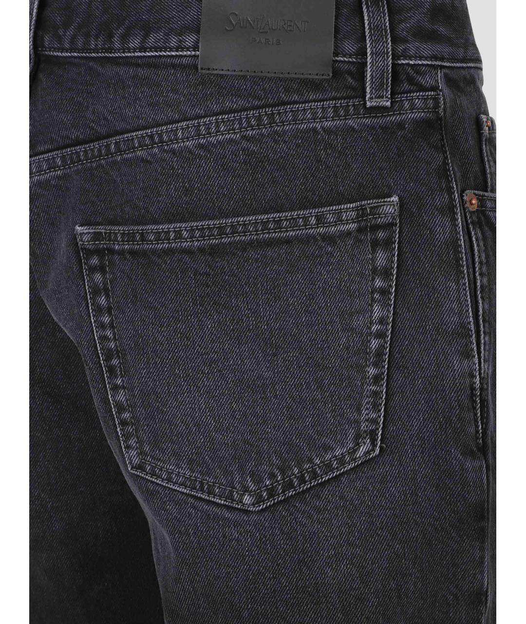 SAINT LAURENT Черные хлопковые прямые джинсы, фото 3
