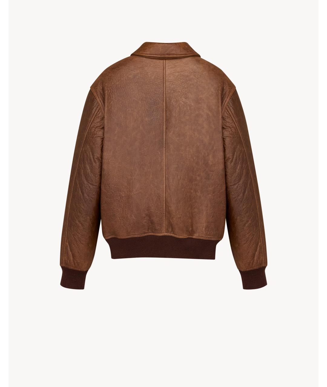 SAINT LAURENT Коричневая кожаная куртка, фото 2