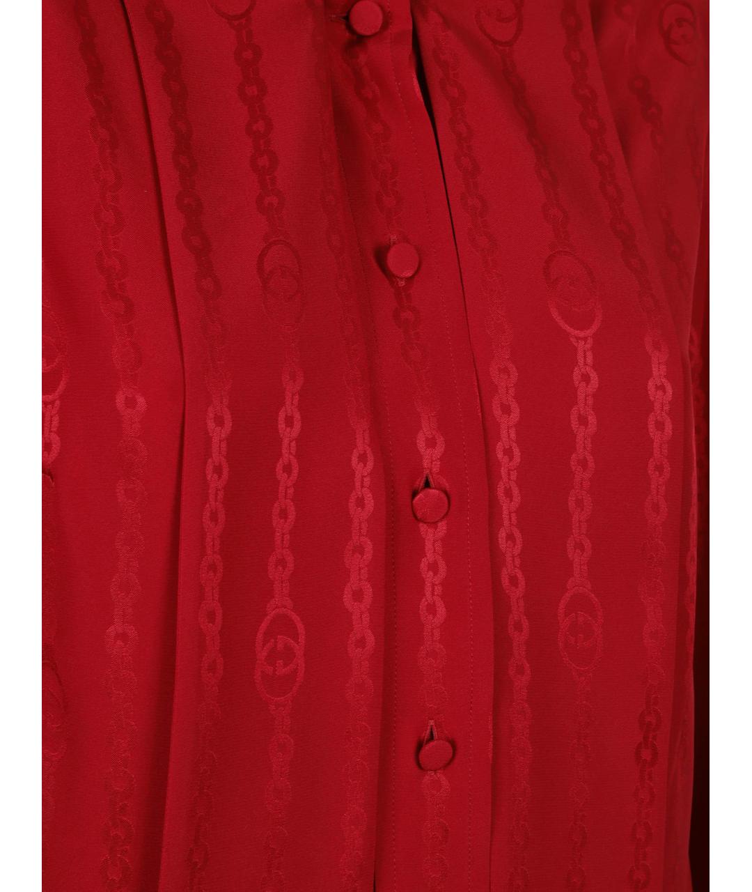 GUCCI Красная шелковая блузы, фото 2