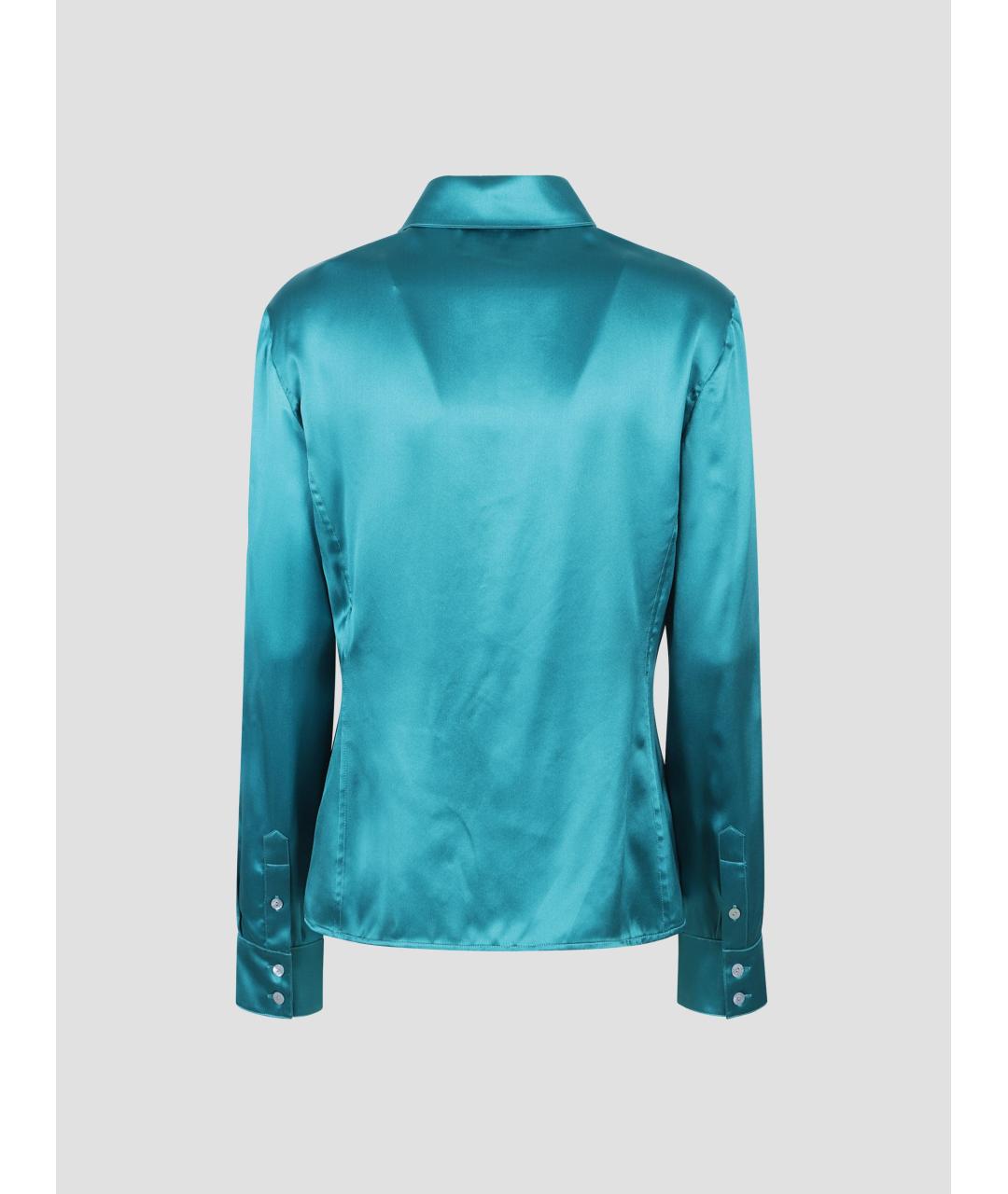 GUCCI Бирюзовая шелковая блузы, фото 3