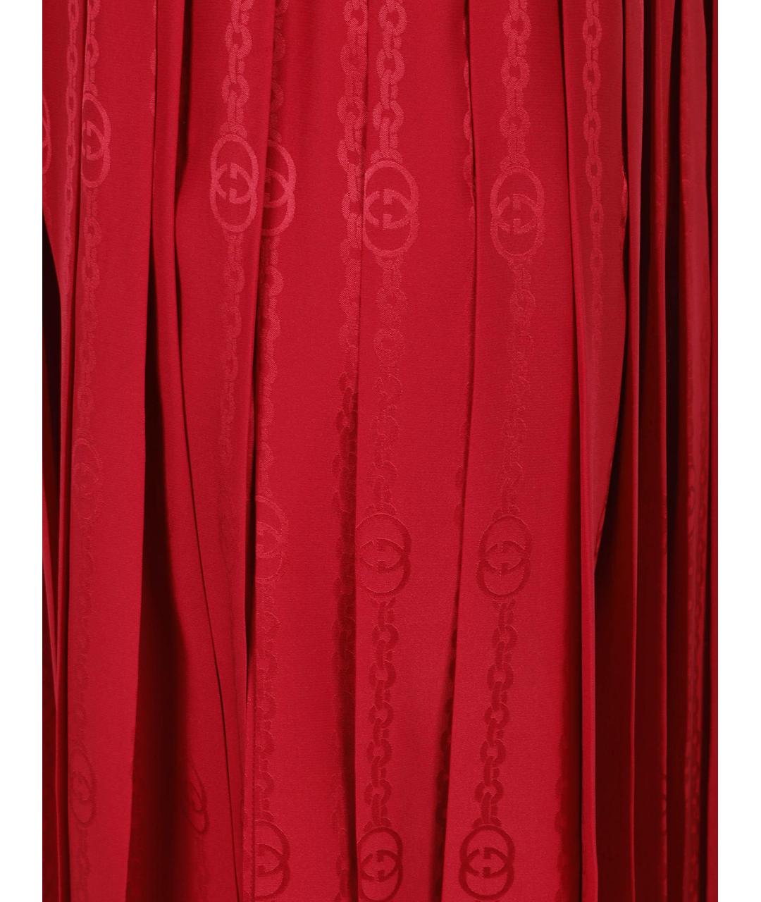 GUCCI Красная шелковая юбка миди, фото 2