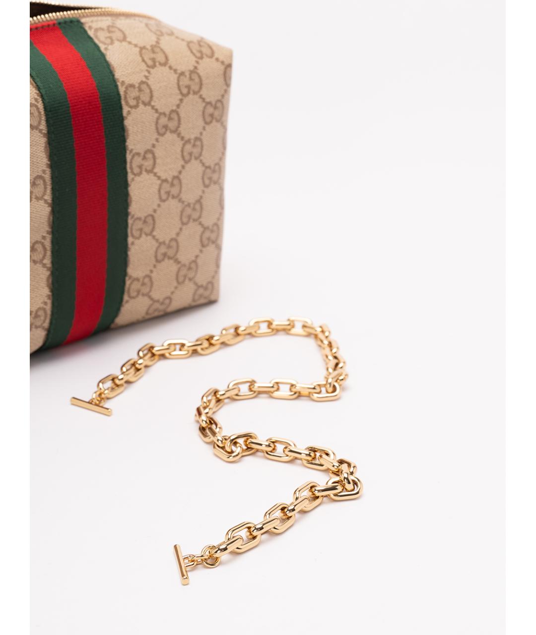 GUCCI Бежевая жаккардовая сумка через плечо, фото 4