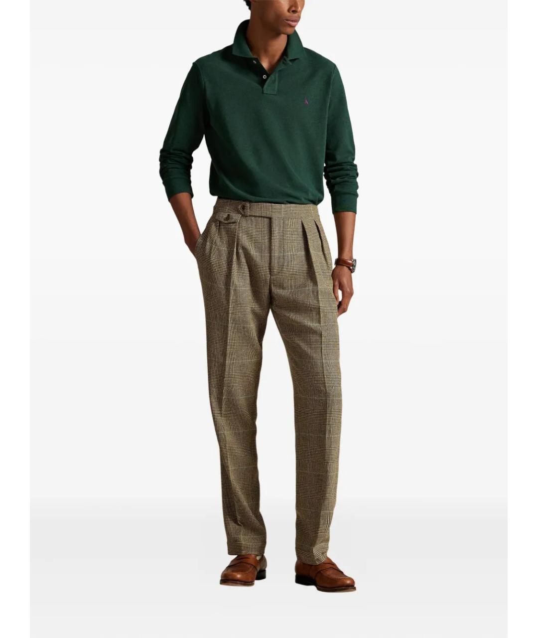 POLO RALPH LAUREN Зеленое хлопковое поло с длинным рукавом, фото 2