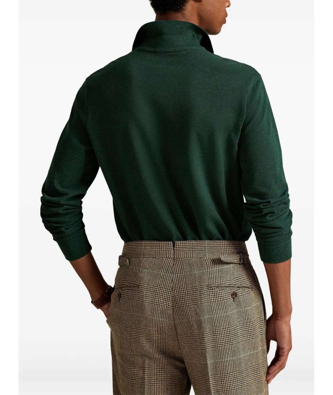 POLO RALPH LAUREN Зеленое хлопковое поло с длинным рукавом, фото 4
